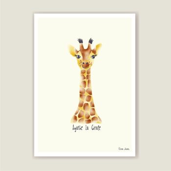 Affiche enfant A3 et A4 Girafe jaune 1