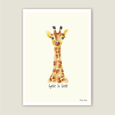 Poster per bambini A3 e A4 Giraffa gialla