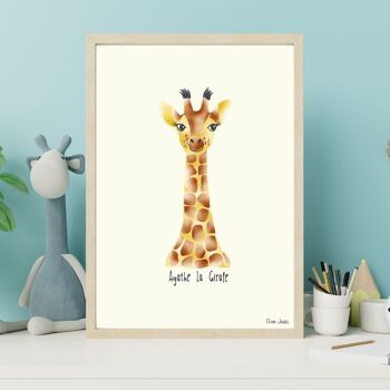 Affiche enfant A3 et A4 Girafe jaune 2