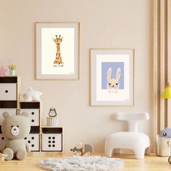 Affiche enfant A3 et A4 Girafe jaune 4