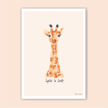 Affiche enfant A3 et A4 Girafe orange 1