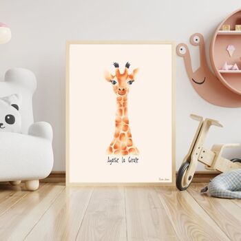 Affiche enfant A3 et A4 Girafe orange 2