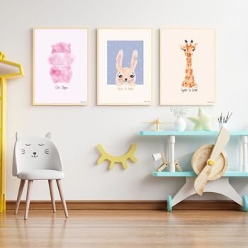Affiche enfant A3 et A4 Girafe orange 4