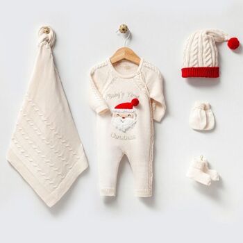 Un ensemble de tricot en coton pour bébé nouveau-né Santa First Xmas pour 0-3 mois 2