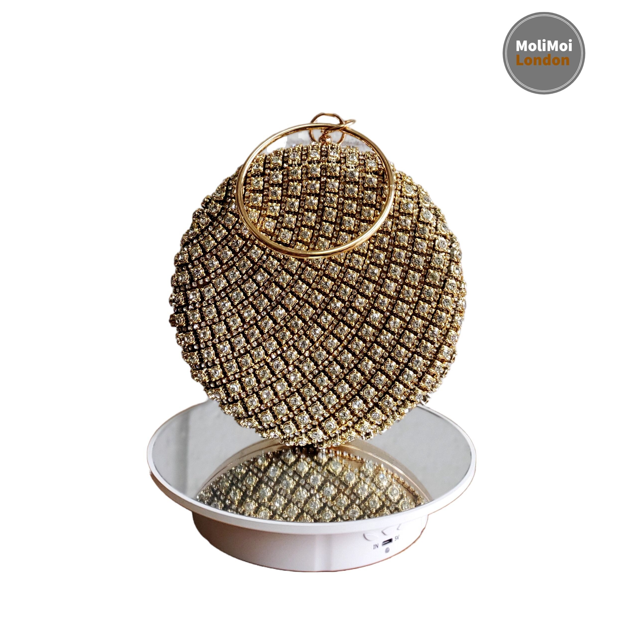 pochette da festa rotonda con strass da donna - ZY1