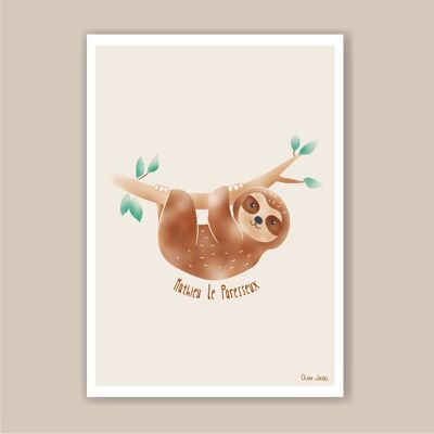 Children's poster A3 and A4 Beige Sloth
