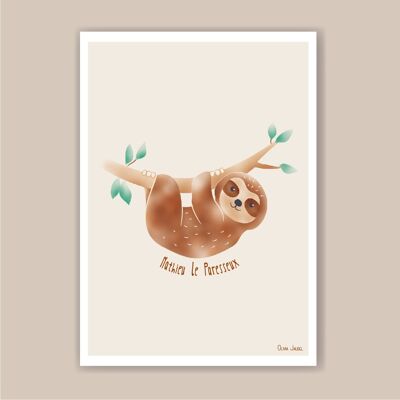 Póster infantil A3 y A4 Perezoso Beige