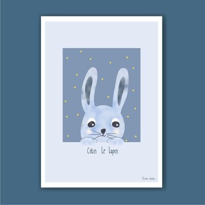 Poster per bambini A3 e A4 Coniglio Blu