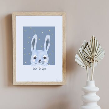 Affiche enfant A3 et A4 Lapin bleu 2