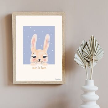 Affiche enfant A3 et A4 Lapin rose 3