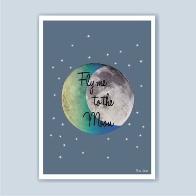 Affiche A3 et A4 Lune bleue