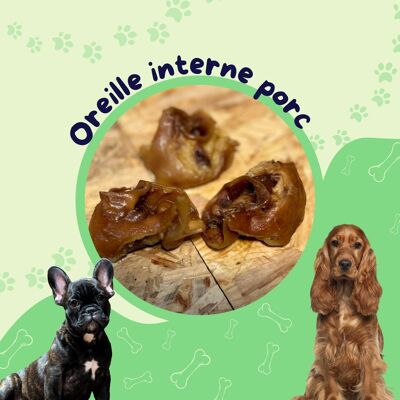 Oreille interne  porc (sachet 1kg )  / Friandise chien