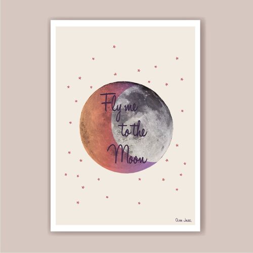 Affiche A3 et A4 Lune beige