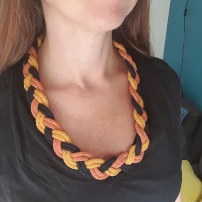 Customizable braided cotton rope necklace costume jewelry trendy gift fall 2023 macramé handmade sailor knot terracotta yellow mustard black Christmas