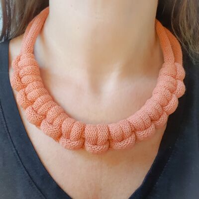 Cotton rope necklace knotted thick chunky bib costume jewelry trendy gift fall 2023 macramé handmade sailor knot terracotta