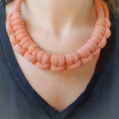 Cotton rope necklace knotted thick chunky bib costume jewelry trendy gift fall 2023 macramé handmade sailor knot terracotta