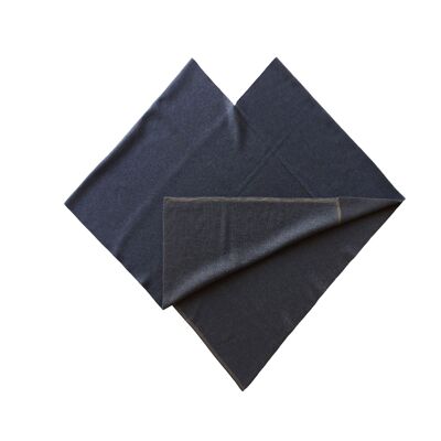 Poncho triangle réversible fin bleu doré/naturel