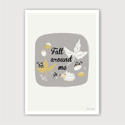 Children's poster A3 and A4 Gray Autumn