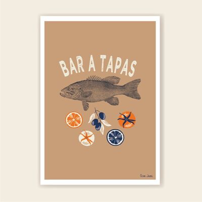 A3 and A4 Fish & Tapas poster beige