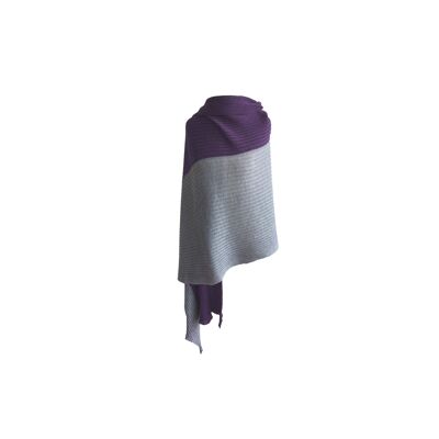 Rib stole two-tone violet/grey