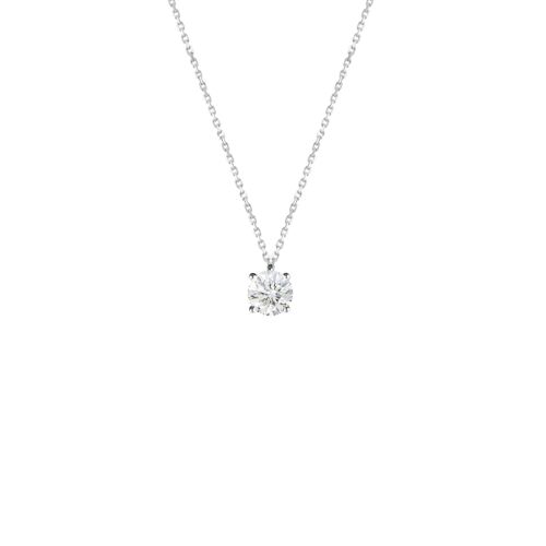 Collier or blanc 18kt solitaire 0,06 ct Diamant de laboratoire