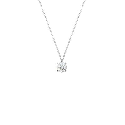 Solitaire 18kt white gold necklace 0.06 ct Lab diamond