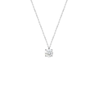 Collier or blanc 18kt solitaire 0,06 ct Diamant de laboratoire