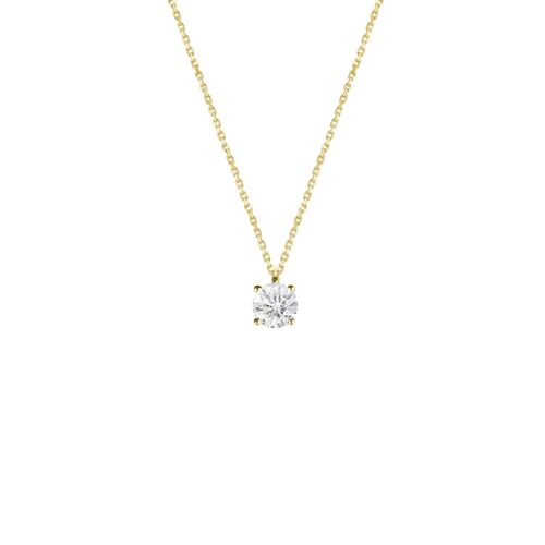 Collier or jaune 18kt solitaire 0,06 ct Diamant de laboratoire