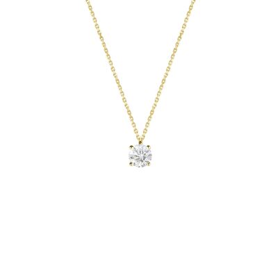 Solitaire 18kt yellow gold necklace 0.06 ct Lab diamond