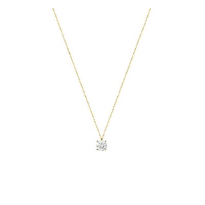 Solitaire 18kt yellow gold necklace 0.11 ct Lab diamond