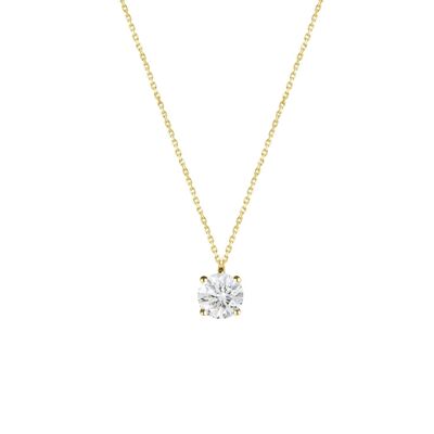Solitaire 18kt yellow gold necklace 0.15 ct Lab diamond
