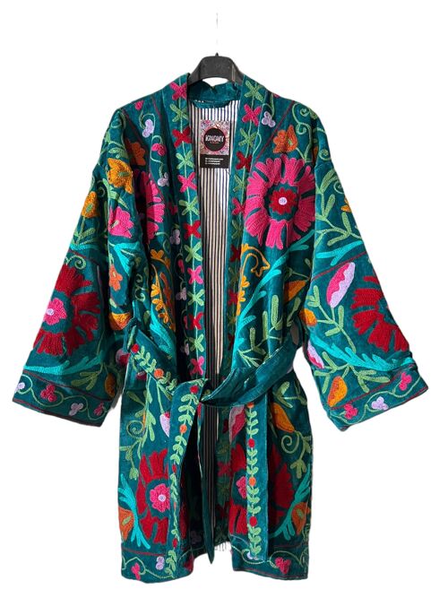 Abrigo kimono terciopelo bordado, kimono invierno, abrigo .