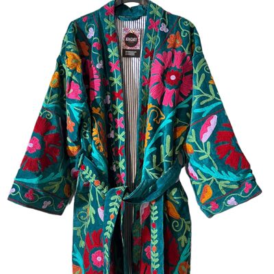 Manteau kimono en velours brodé, kimono d'hiver, manteau.