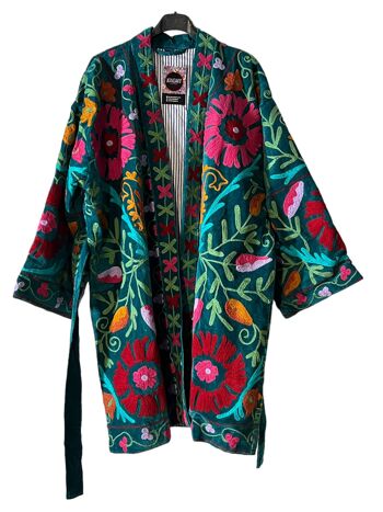 Manteau kimono en velours brodé, kimono d'hiver, manteau. 2