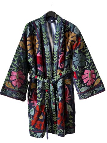 Manteau kimono en velours brodé, kimono d'hiver, manteau. 5