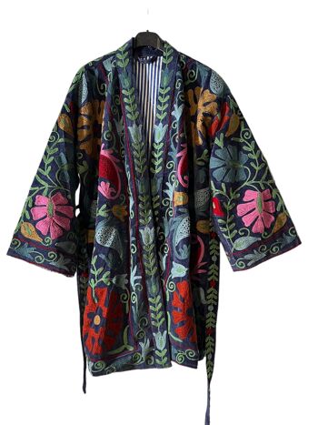 Manteau kimono en velours brodé, kimono d'hiver, manteau. 7