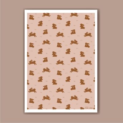 Poster A3 and A4 Little Brown Rabbits