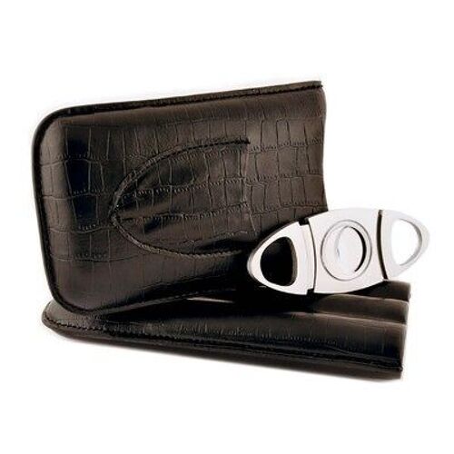Leather Cigar Case with Cigar Cutter