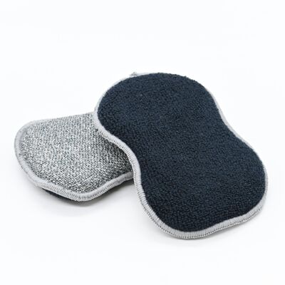 Washable and reusable scratching and absorbent sponge - Any surface, black model