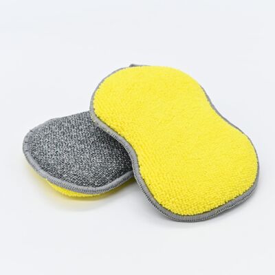 Eponge lavable et réutilisable grattante et absorbante - Toute surface, modèle jaune