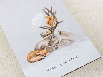 Carte de Noël Renne DIN A6, design scandinave, motif aquarelle, respectueux de l'environnement 2