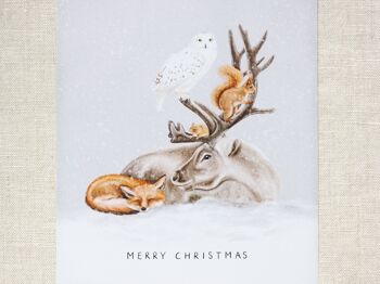 Carte de Noël Renne DIN A6, design scandinave, motif aquarelle, respectueux de l'environnement 5