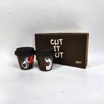 Banksy Christmas Box "Cut it Out" - Set de 2 tasses à café expresso 2