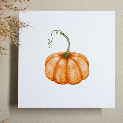 Postcard square pumpkin, 14.8cm x 14.8cm, autumn card watercolor motif, environmentally friendly