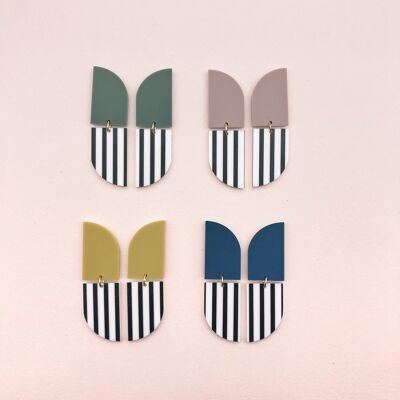 Josette Earrings - B&W Stripes