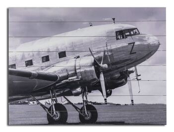 Image en bois Avion Vintage 80 x 60 cm