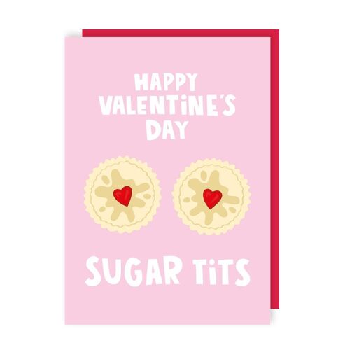 Funny Biscuit Sugar Tits Valentine's Day Card Pack of 6