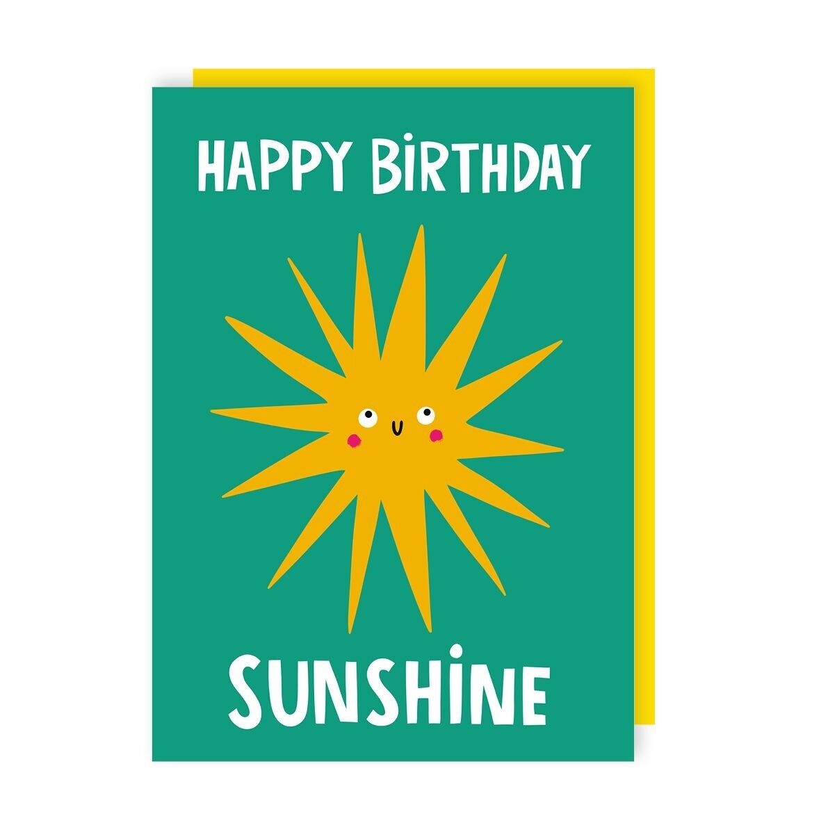 Simpatico biglietto di auguri di compleanno Minimal Sunshine, confezione da 6
