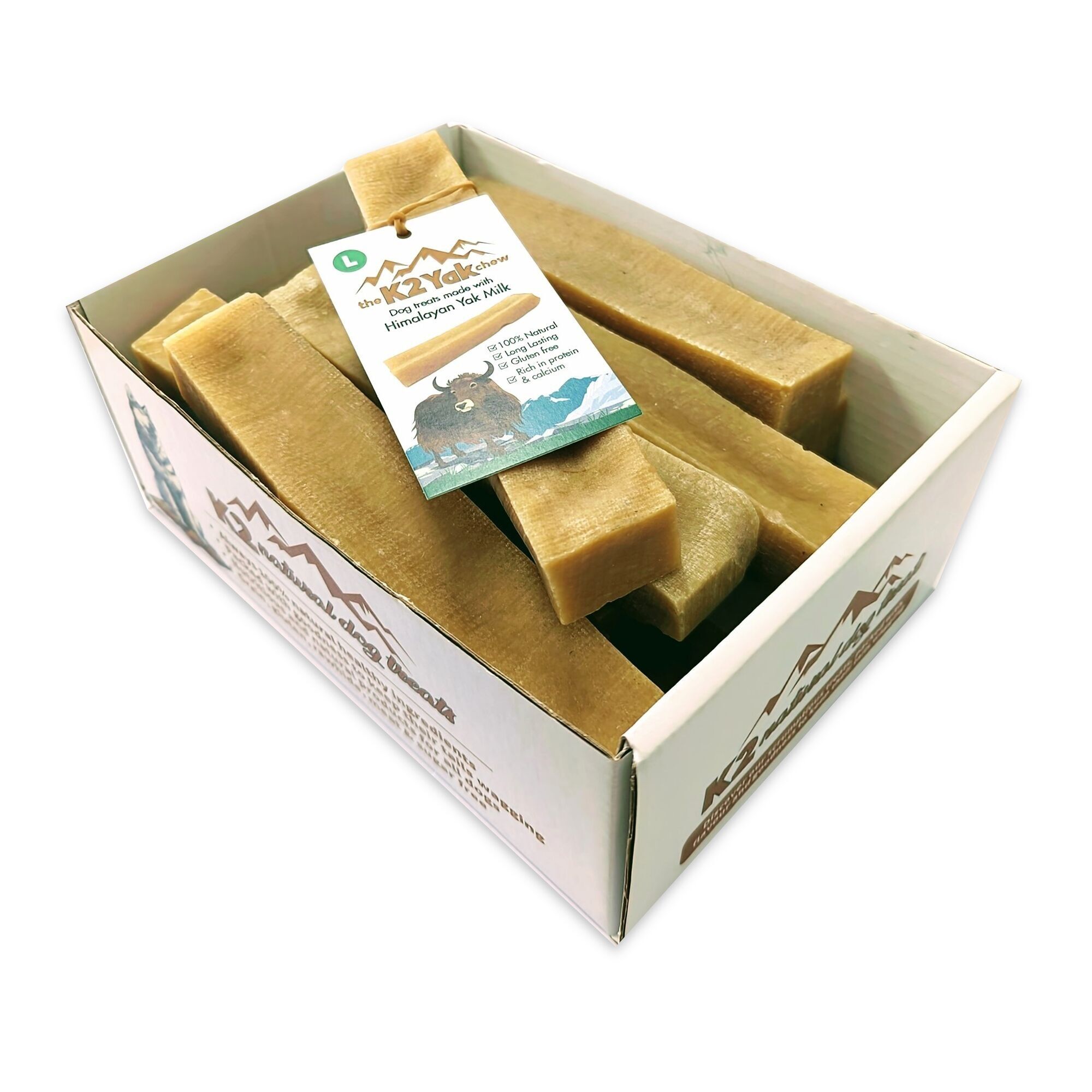 K2 Yak Chews 100% Natural Dog Treats Caja grande de 12