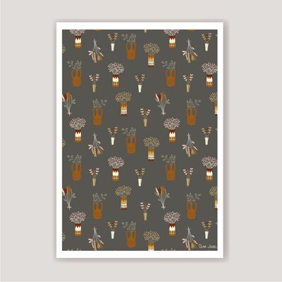 A3 and A4 Botanical brown poster